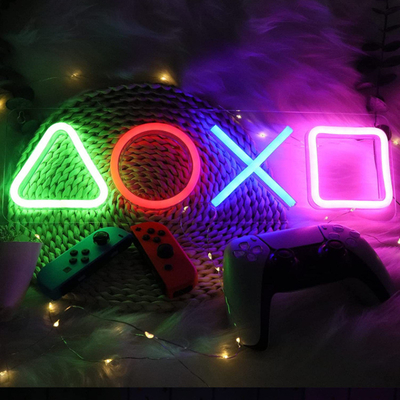Decorative PS4 Game Neon Sign Colorful Lights 3D Art Illuminate Surrounding Space